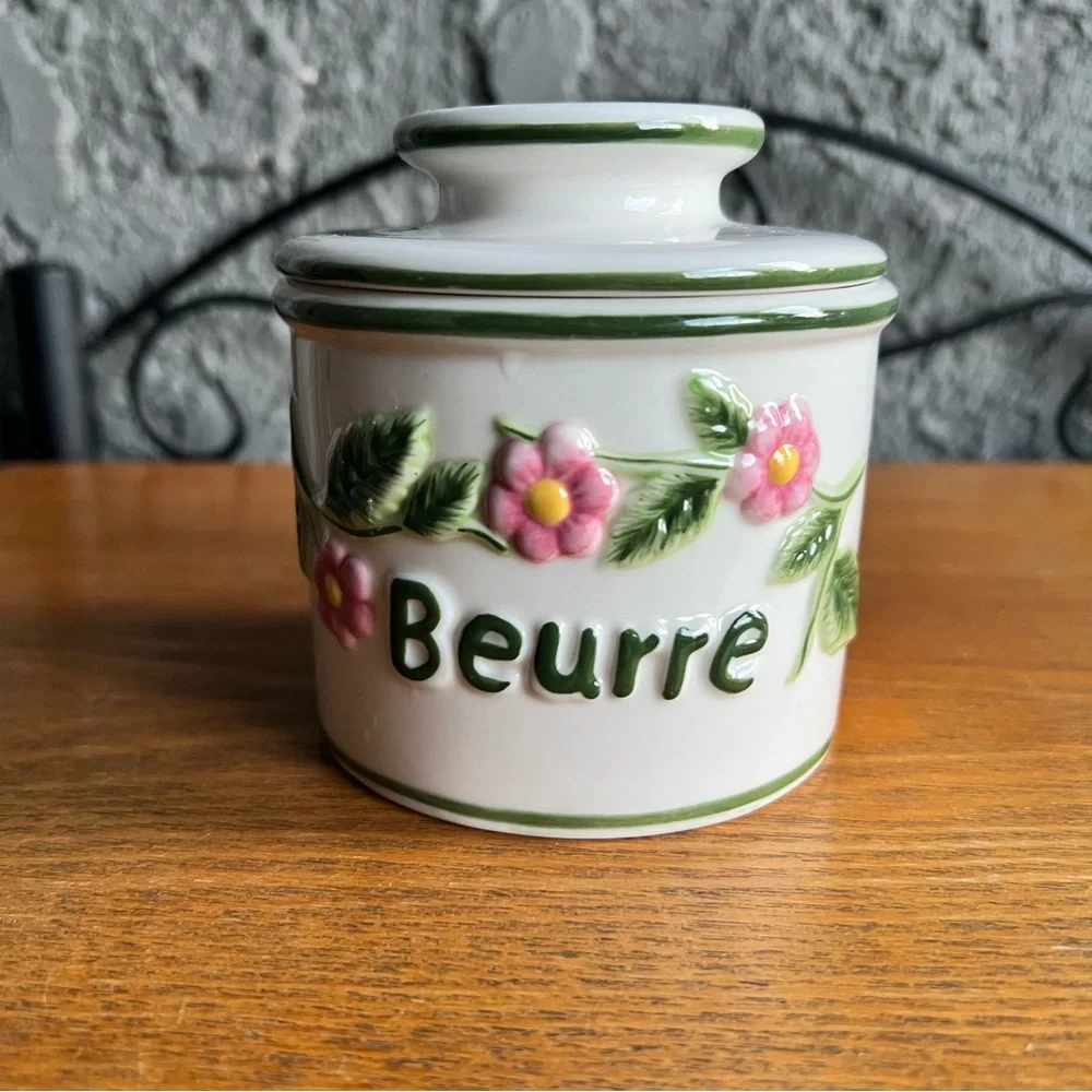 Butter Bell Keeper Crock Flowers French Beurre Floral